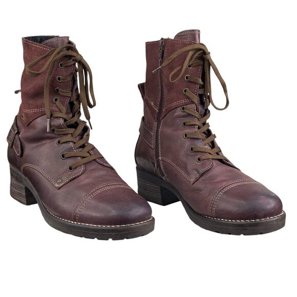 Taos Women’s Crave Wine Red Leather Lace Up Ankle Boot Size 41 US 10/10.5 - Picture 5 of 10